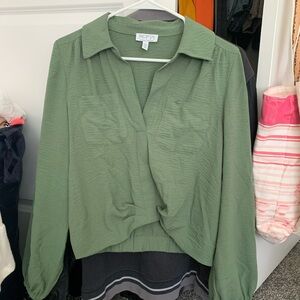 Green Women's Long Sleeved Blouse